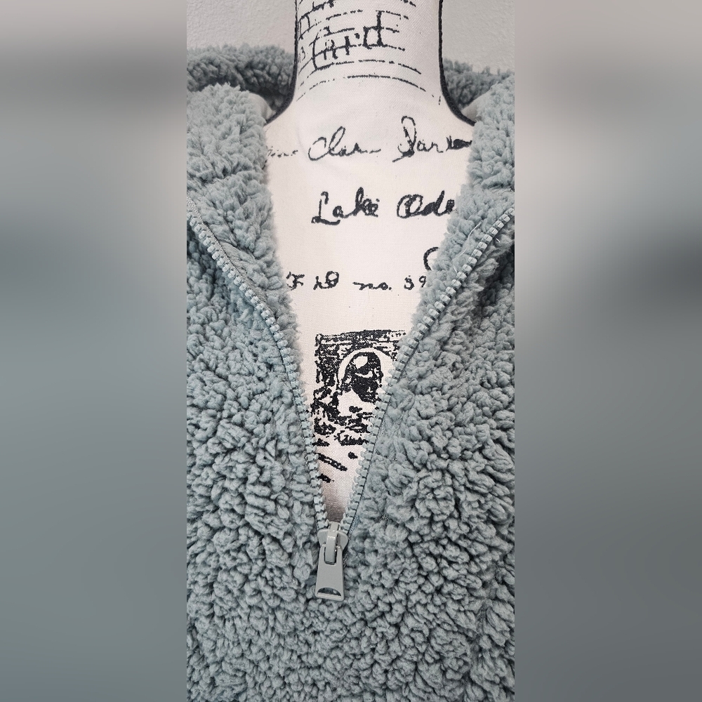 Cabin Fever By Ramatex Women's XL Sage Green Sherpa Pullover Hoodie Outdoor Cozy - Picture 4 of 14